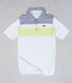 Áo Thun Polo Lacoste sọc Trắng Vàng